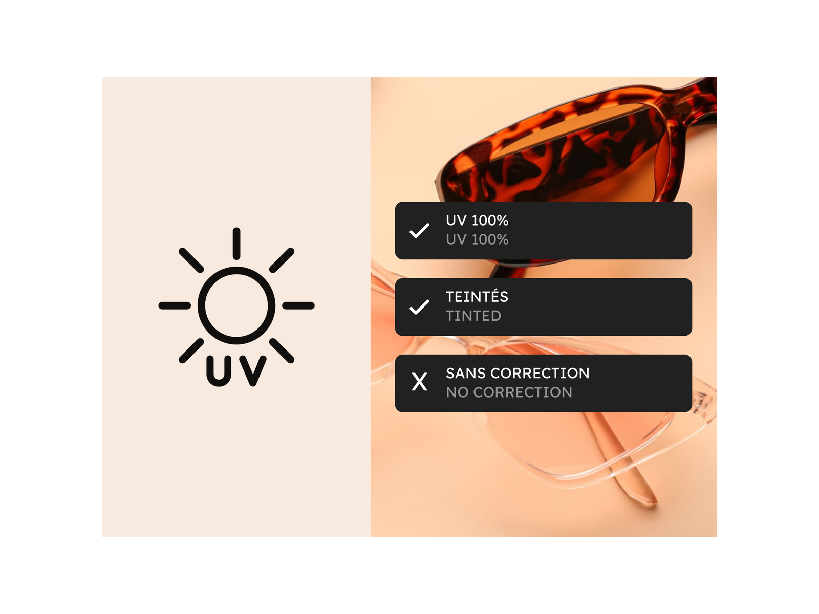 Verres solaires sans correction