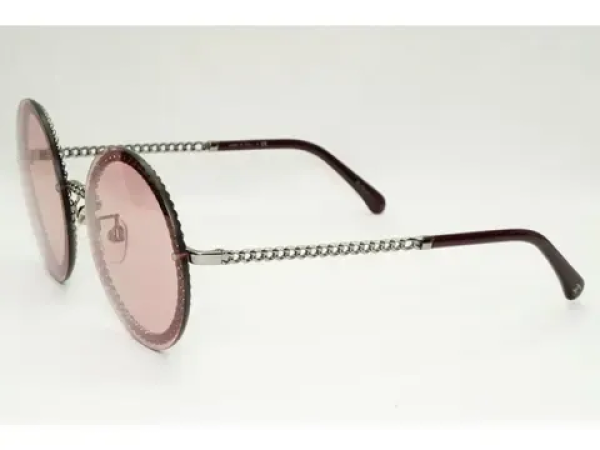 Chanel Chain Round Pink Red Burgundy Silver 4245 C.108/D8