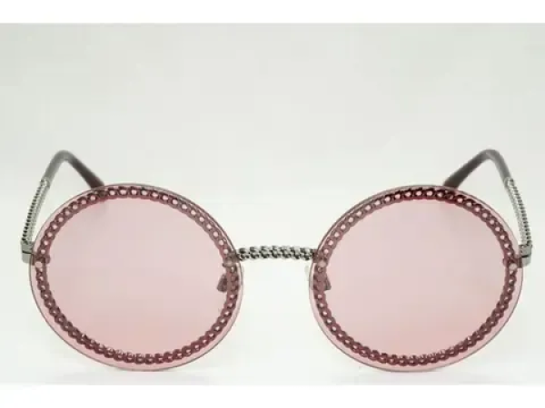 Chanel Chain Round Pink Red Burgundy Silver 4245 C.108/D8