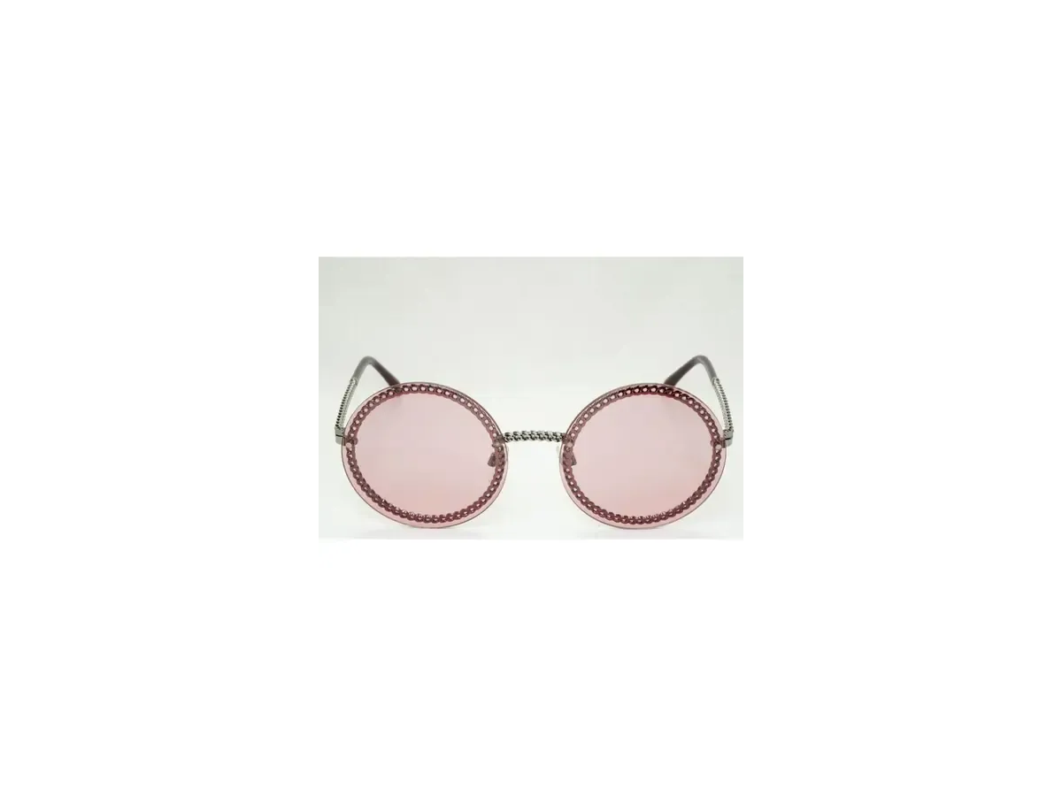 Chanel Chain Round Pink Red Burgundy Silver 4245 C.108/D8