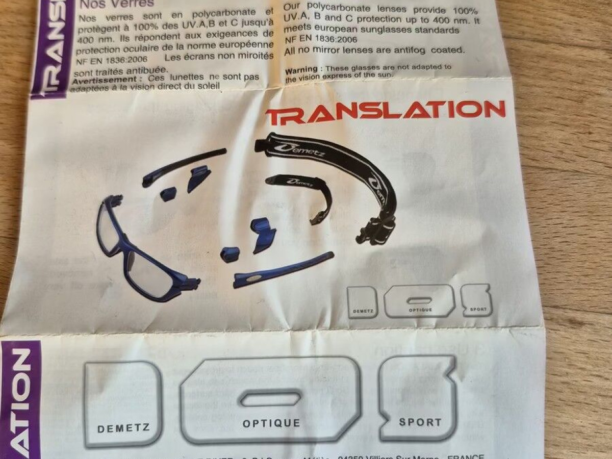 DEMETZ sport - Translation noir brillant gris 58&curren;16