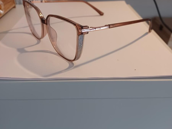 Monture papillon en ac&eacute;tate taupe et d&eacute;tails strass sur le c&ocirc;t&eacute; Firmoo - 0189 54 15-143-C7 54&curren;15